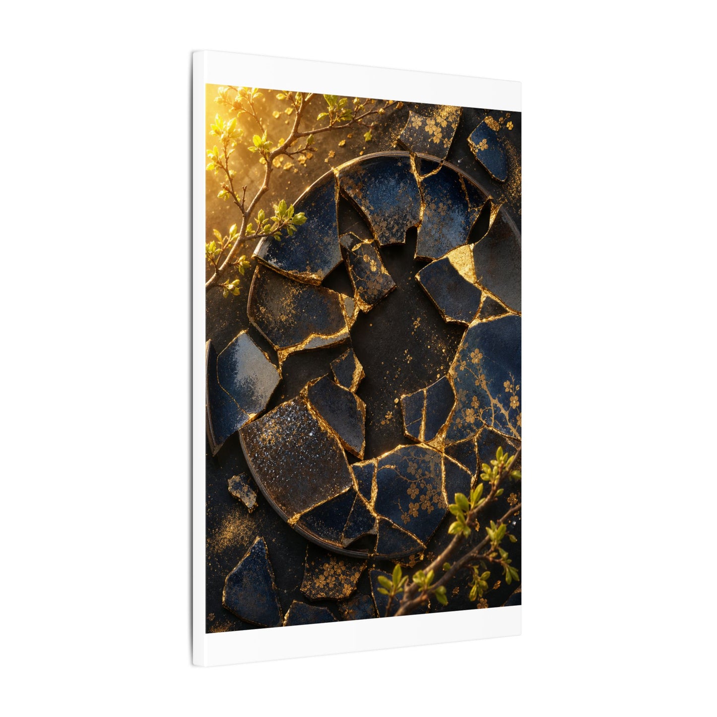 Golden Hour Broken Pottery Canvas Art - Kintsugi Ma
