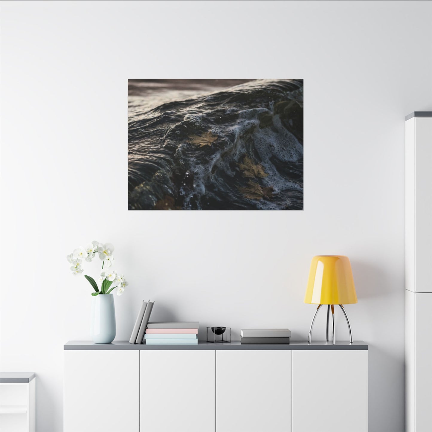 Dark Japandi Ocean Wave in Dawn | Moody Minimal Canvas Art
