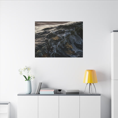 Dark Japandi Ocean Wave in Dawn | Moody Minimal Canvas Art