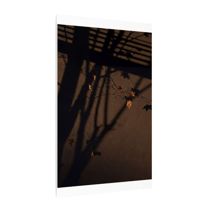 Shadow Play Autumn Canvas Art | Dark Japandi Luxurious Design