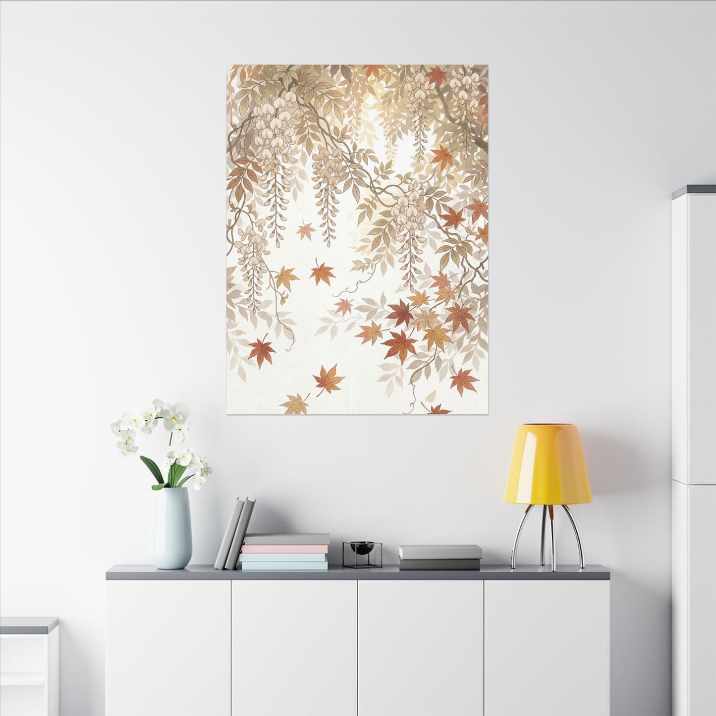 Shibui Wisteria Canvas Art - Japandi Japanese Pattern