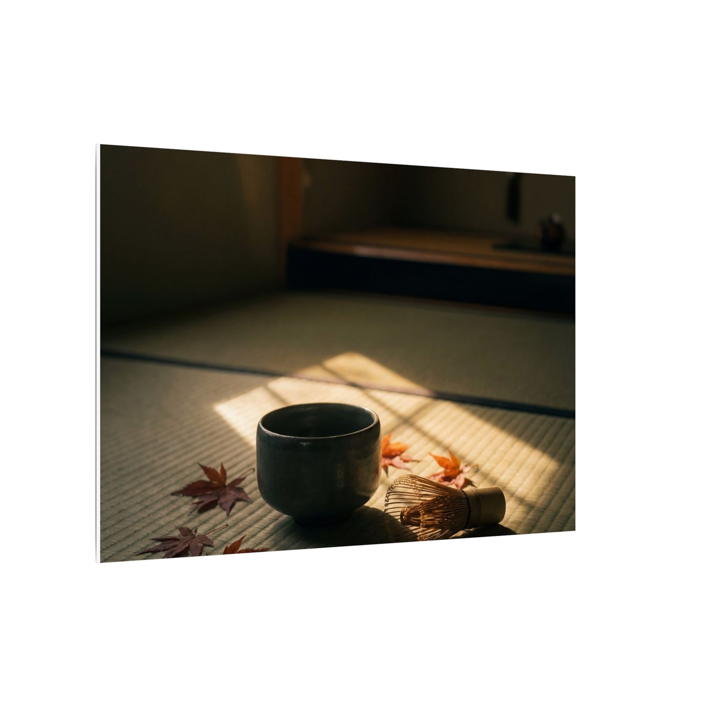 Dark Japandi Tea Ceremony in Golden Hour | Moody Minimal Canvas Art
