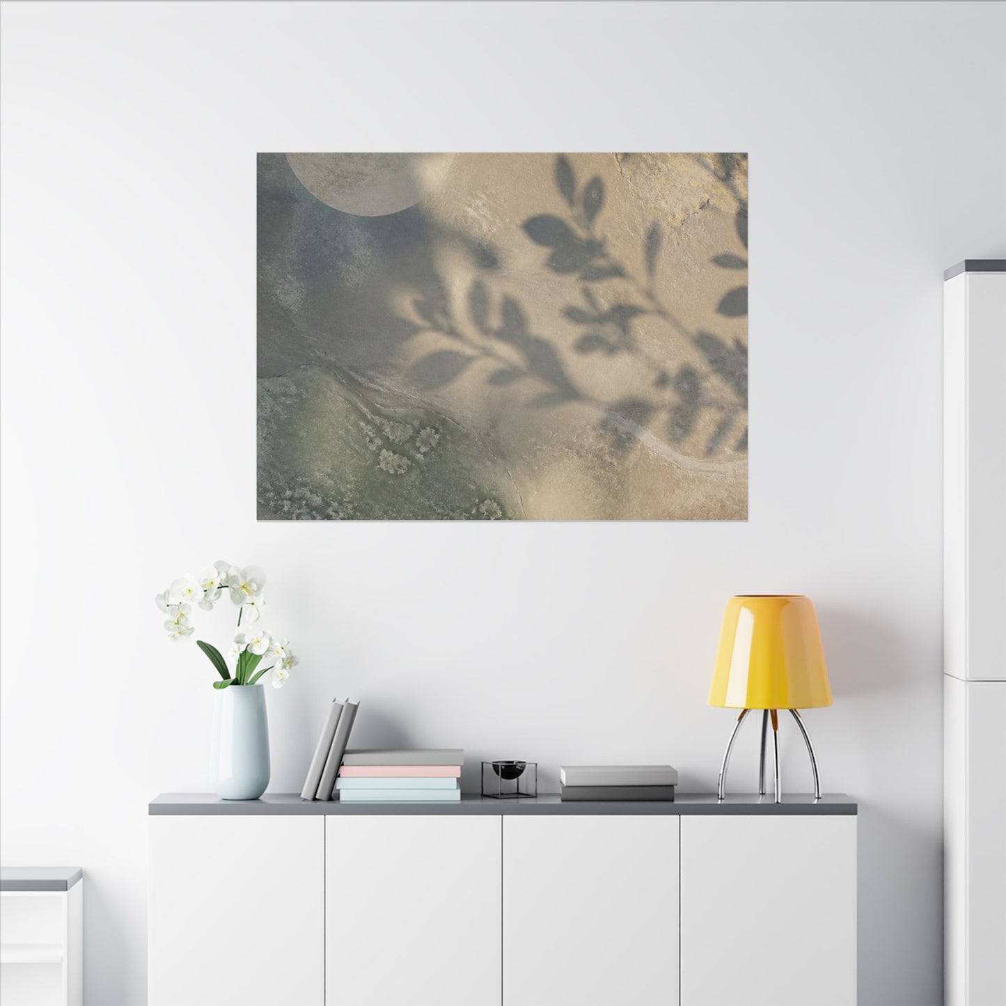 Japandi Shadow Play in Moonlight | Texture Canvas Art