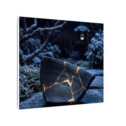 Moonlit Garden Winter Canvas Art | Kintsugi Artful Design