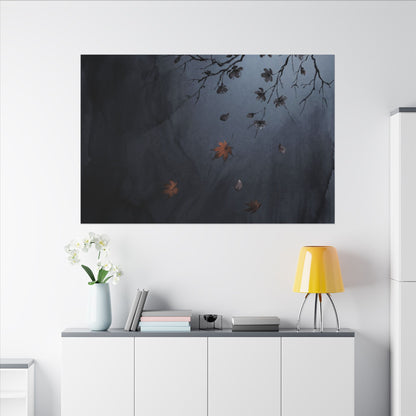 Autumn Cherry Blossom Charcoal Ink Canvas Art | Atmospheric Decor