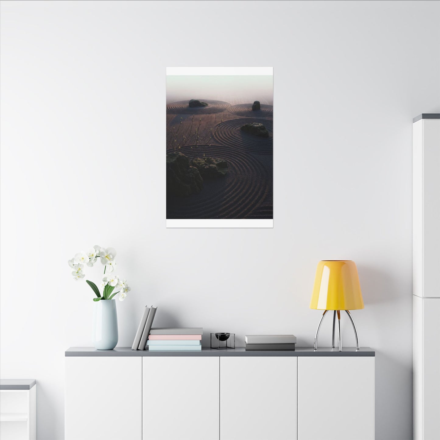 Spring Rock Garden Shadow Zen Canvas Art | Luxurious Decor