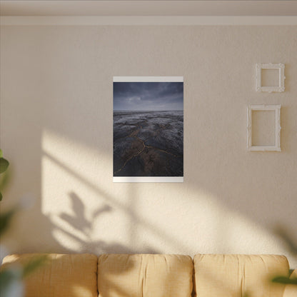 Dark Japandi Cracked Earth in Overcast | Dark Texture Canvas Art