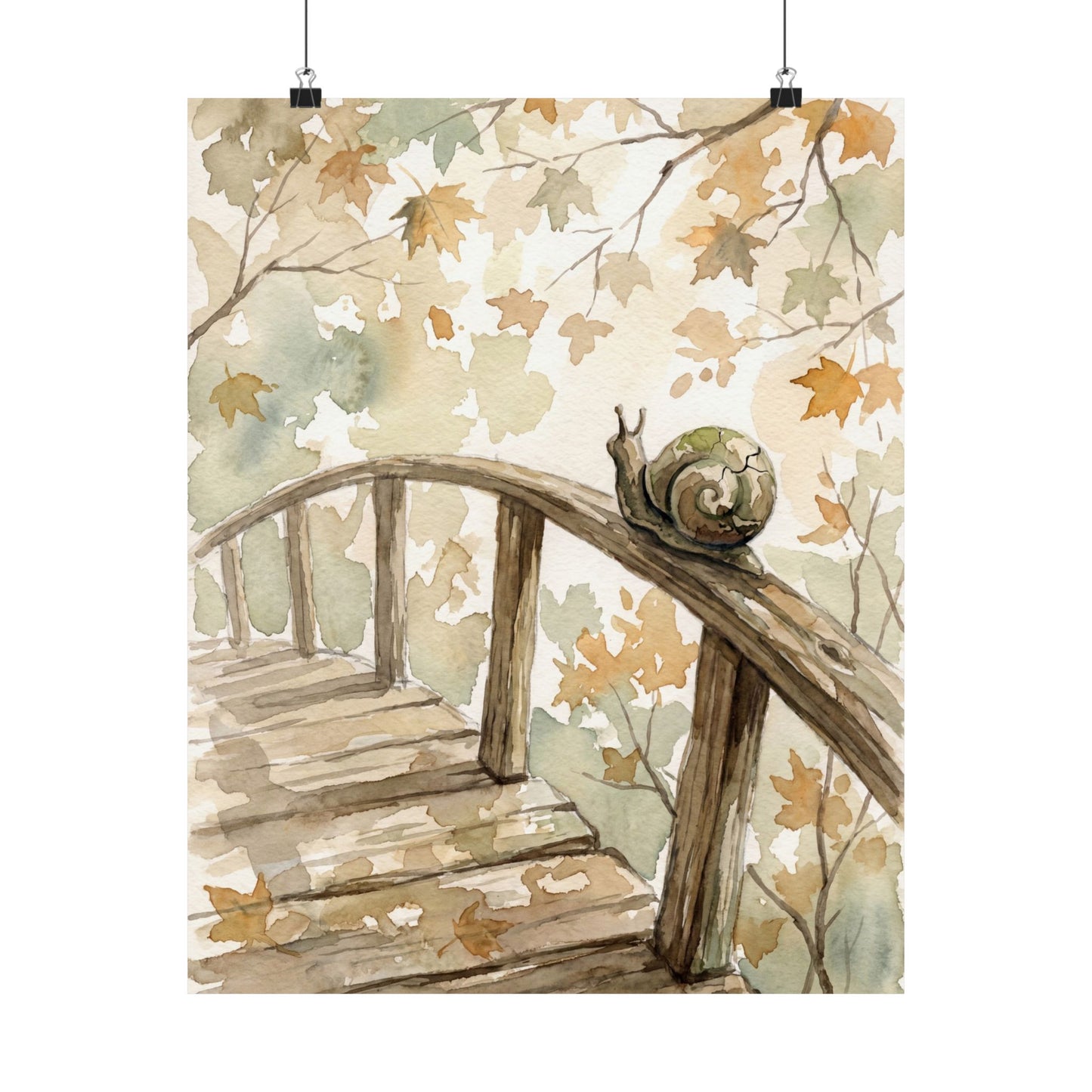 Datsuzoku Wooden Bridge Wall Art Print - Japandi Watercolor