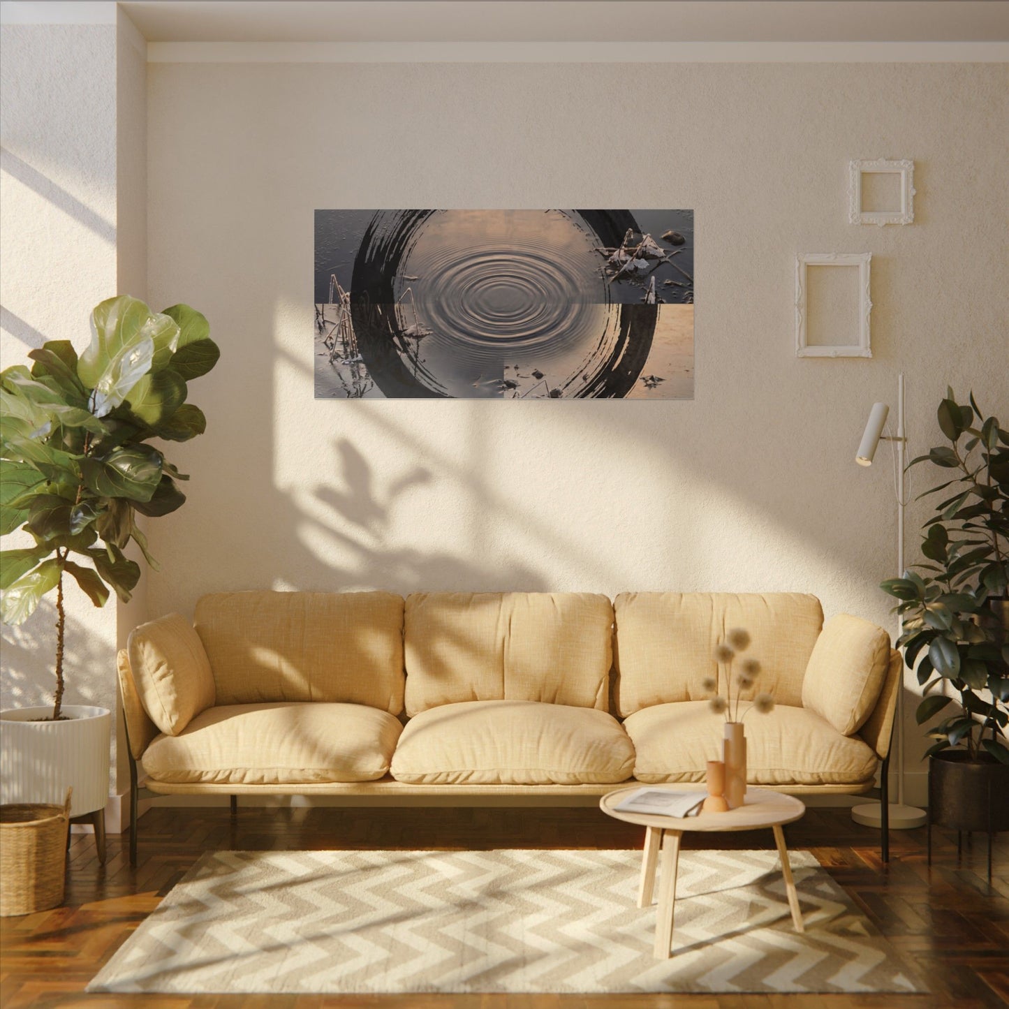 Winter Water Ripple Enso Canvas Art | Tranquil Decor