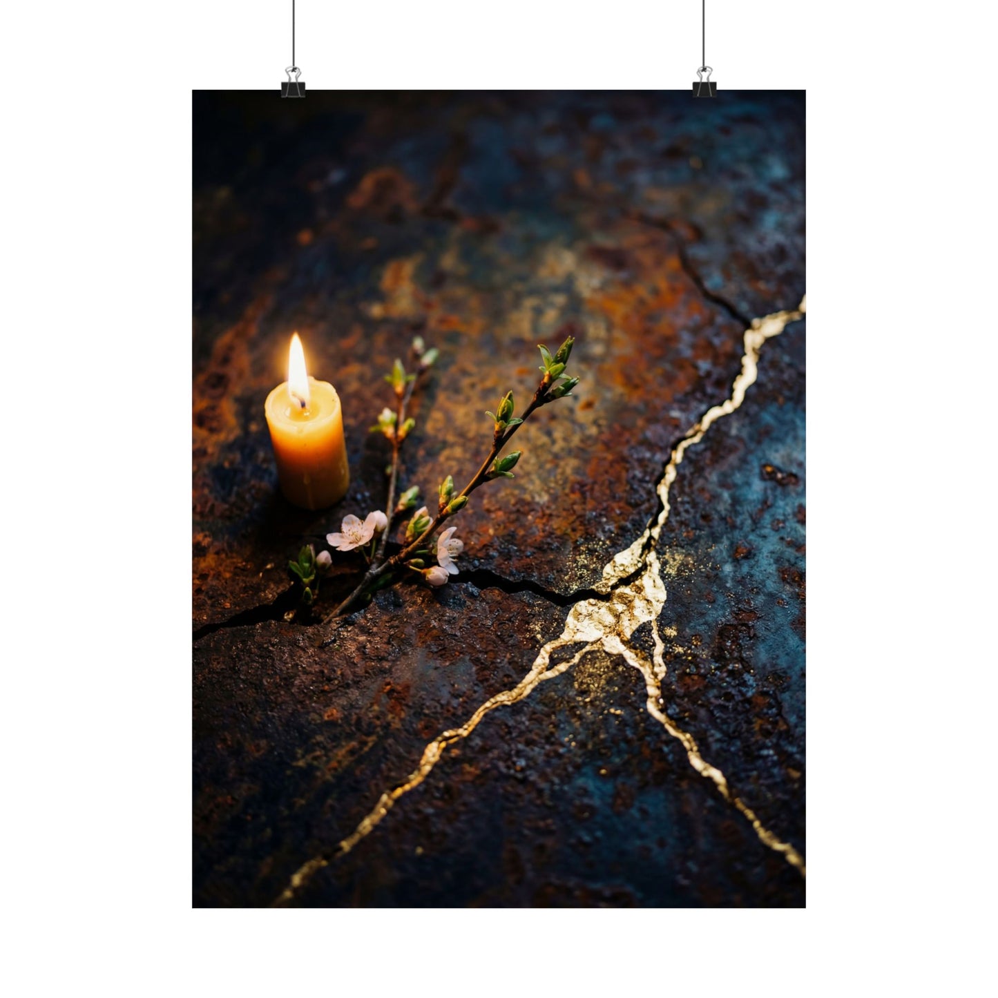 Beautiful Rust Patina Wall Art Print - Gold Repair Kintsugi Art Print