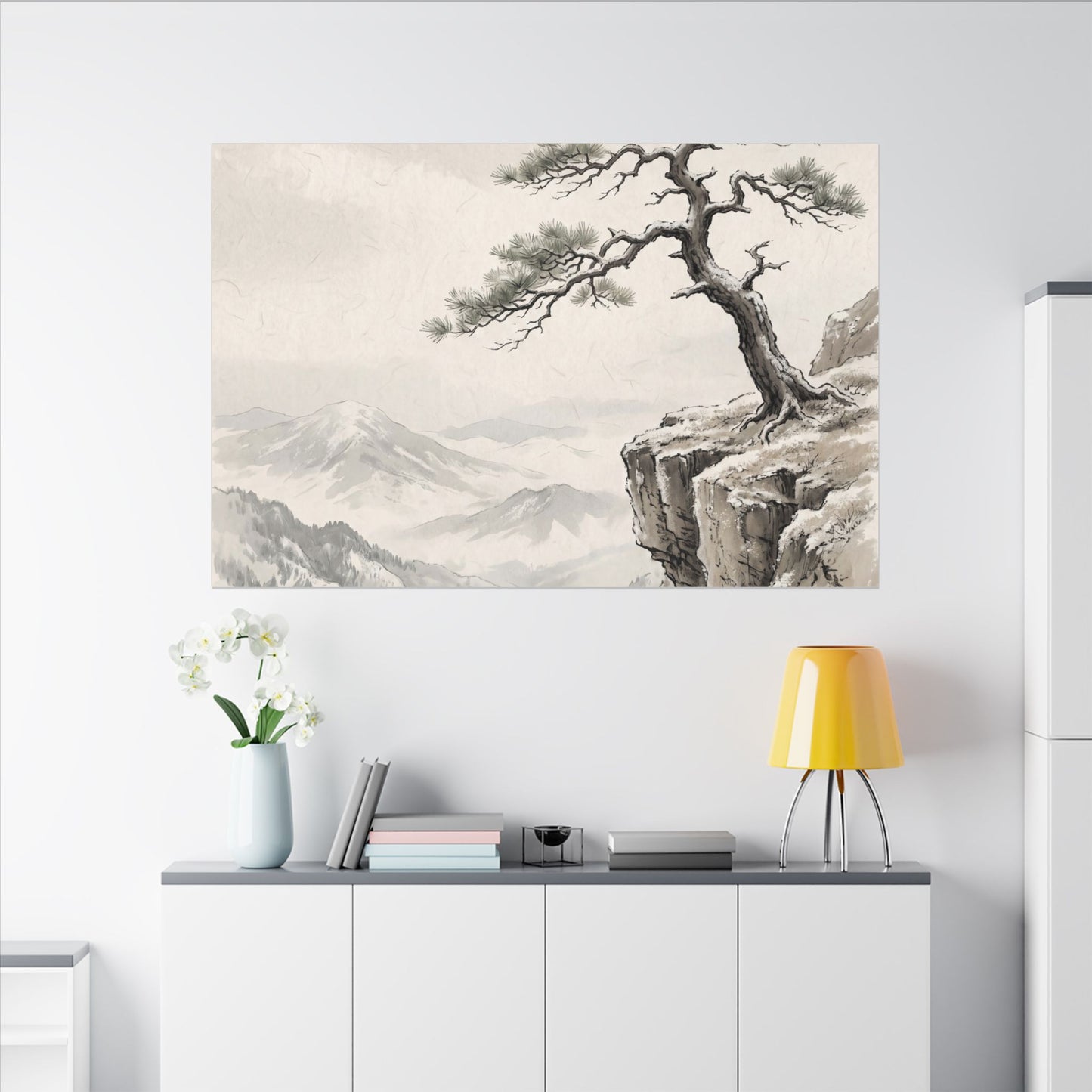 Seijaku Pine Tree Canvas Art - Japandi Japanese Pattern