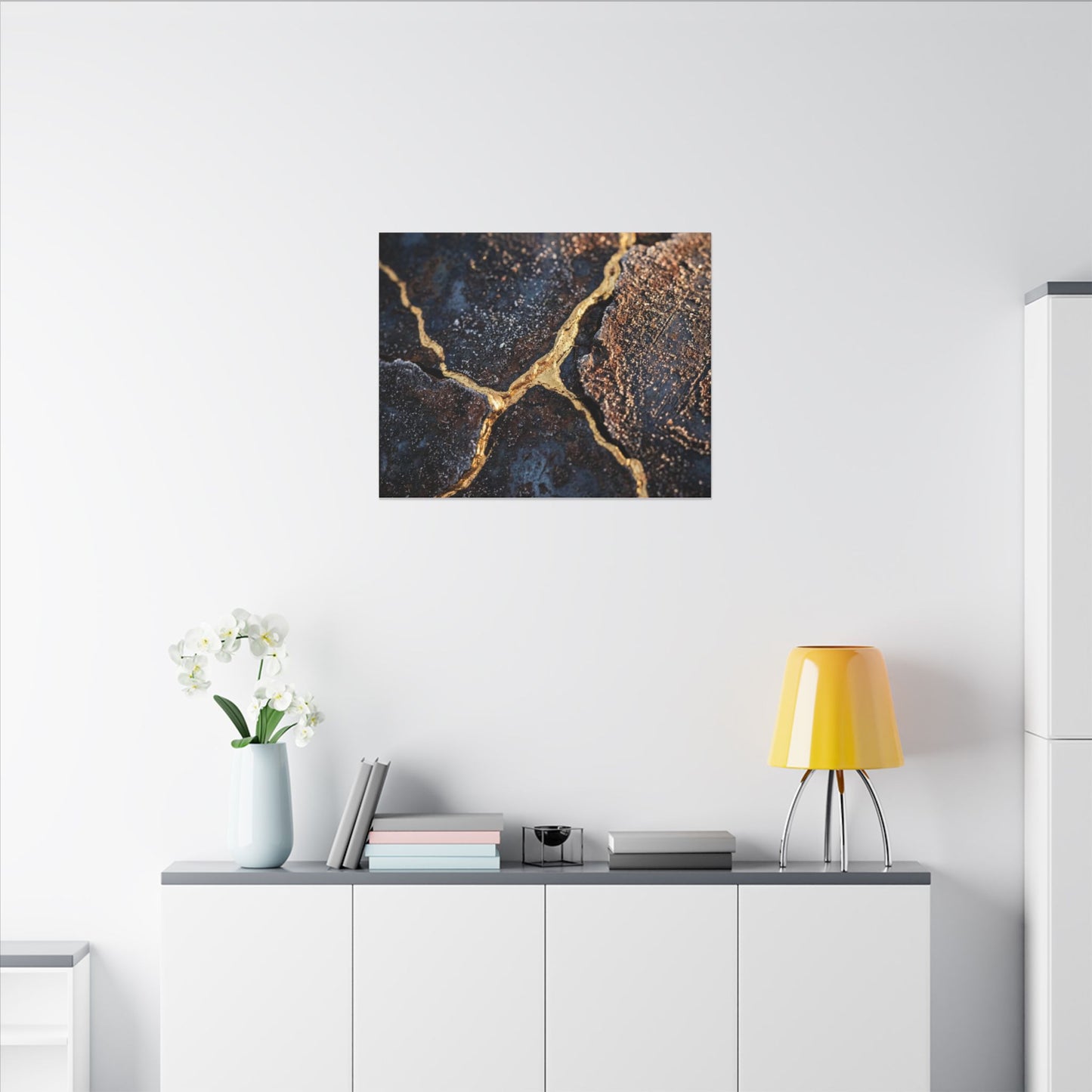 Winter Rust Patina Gold Vein Canvas Art | Resilient Decor