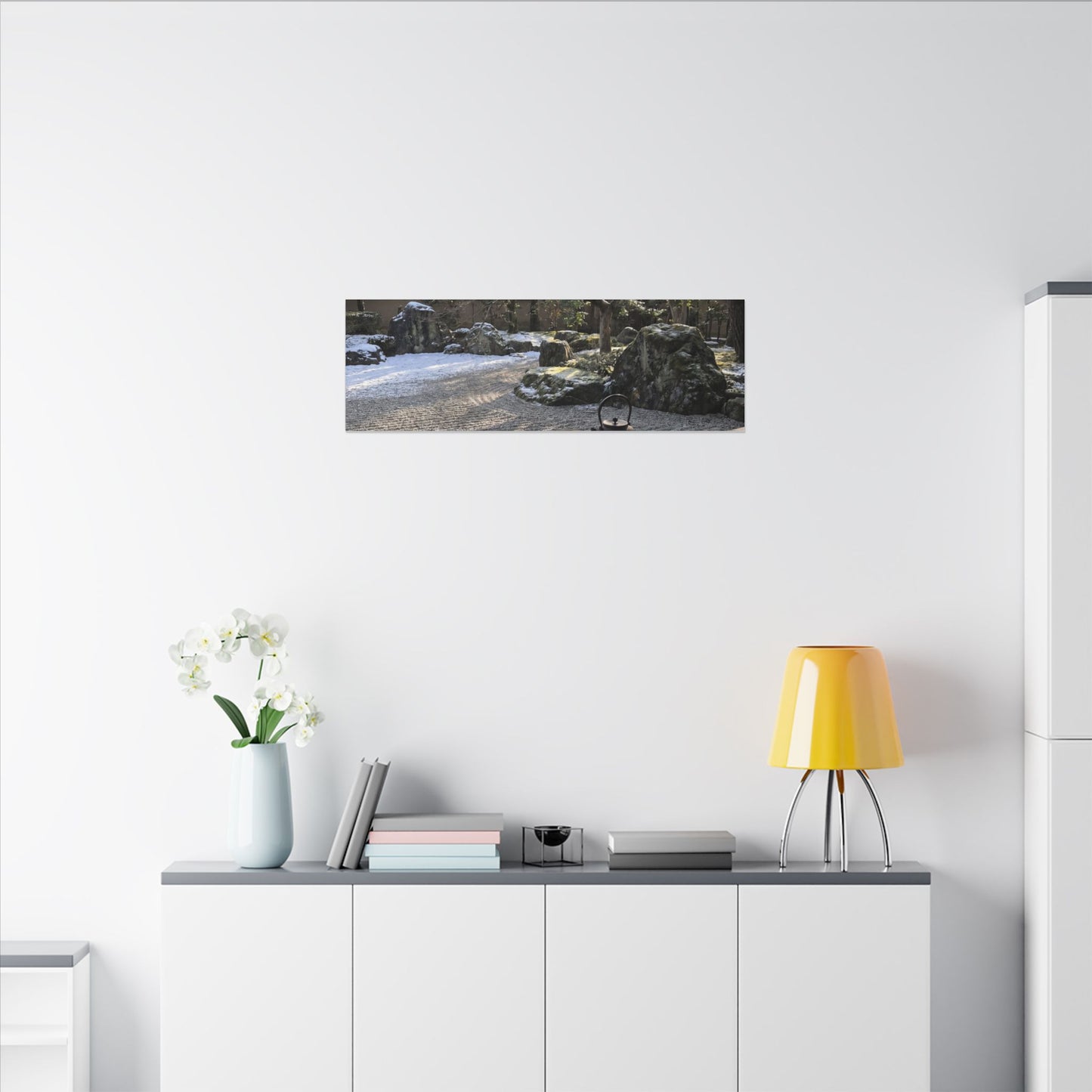 Winter Tea Ceremony Karesansui Canvas Art | Serene Decor