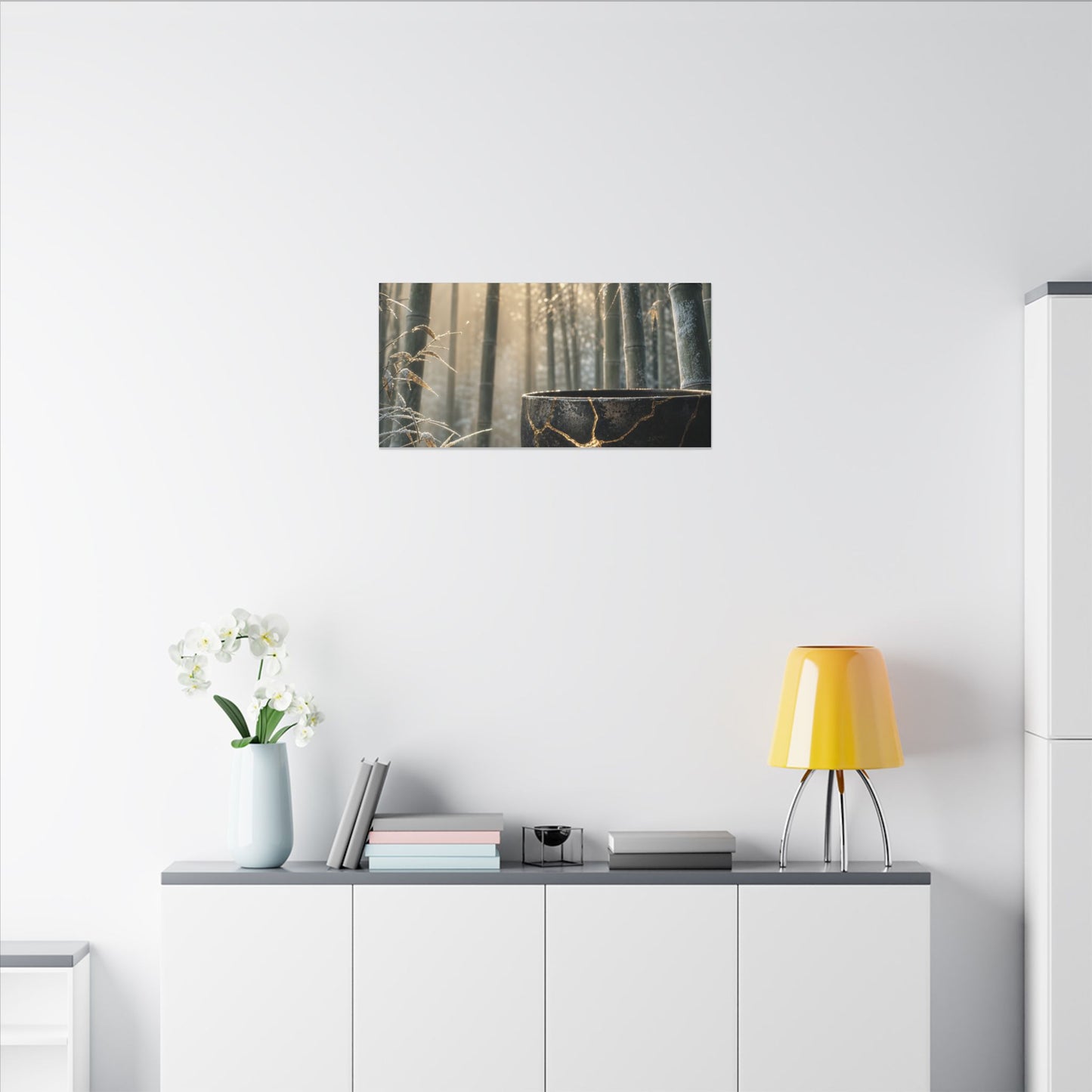 Fukinsei Bamboo Grove Canvas Art - Kintsugi Gold Repair