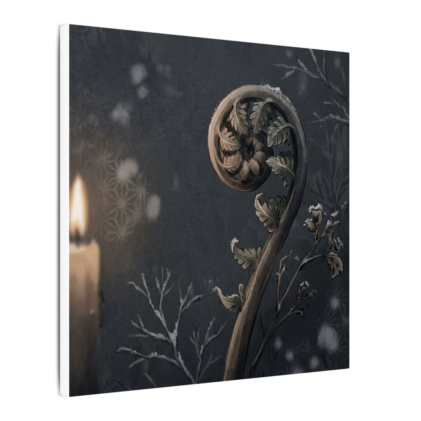 Candlelight Fern Unfurling Canvas Art - Japandi Ma