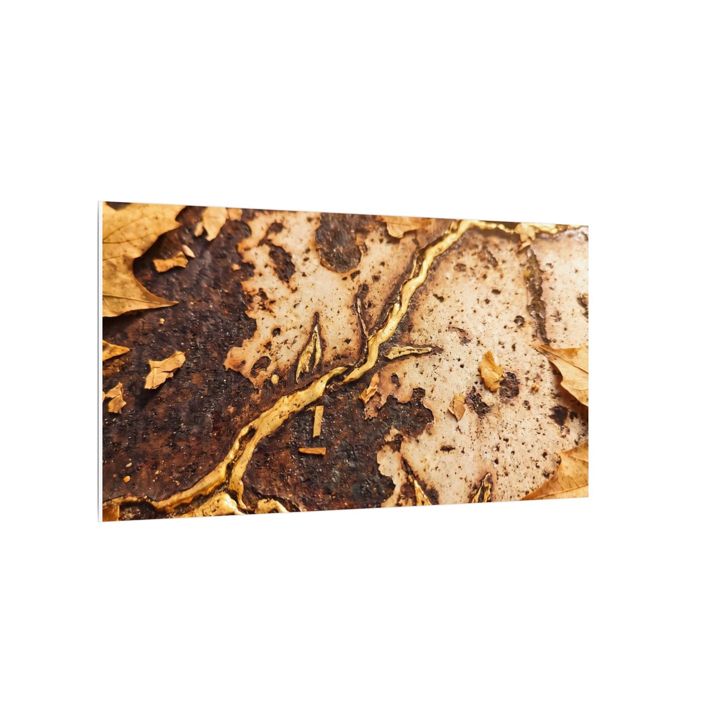 Kintsugi Rust Patina in Golden Hour | Gold Vein Canvas Art
