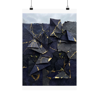 Paper Fold Crackle Gold Wall Art Print | Philosophical Kintsugi Art Art Print