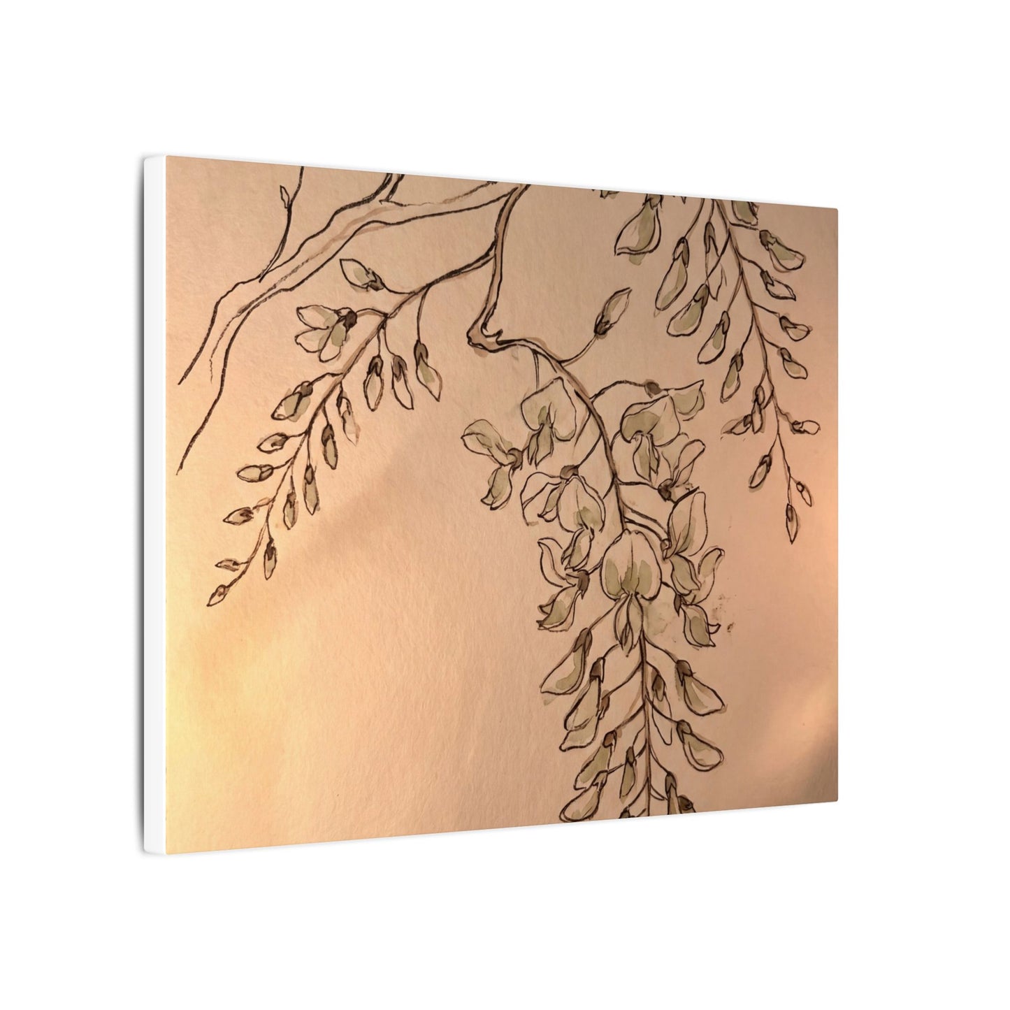 Japandi Wisteria in Candlelight | Minimal Line Canvas Art