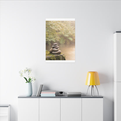 Cozy River Stones Canvas Art - Japanese Pattern Japandi