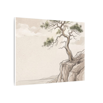 Japandi Pine Tree in Dappled | Minimal Line Canvas Art