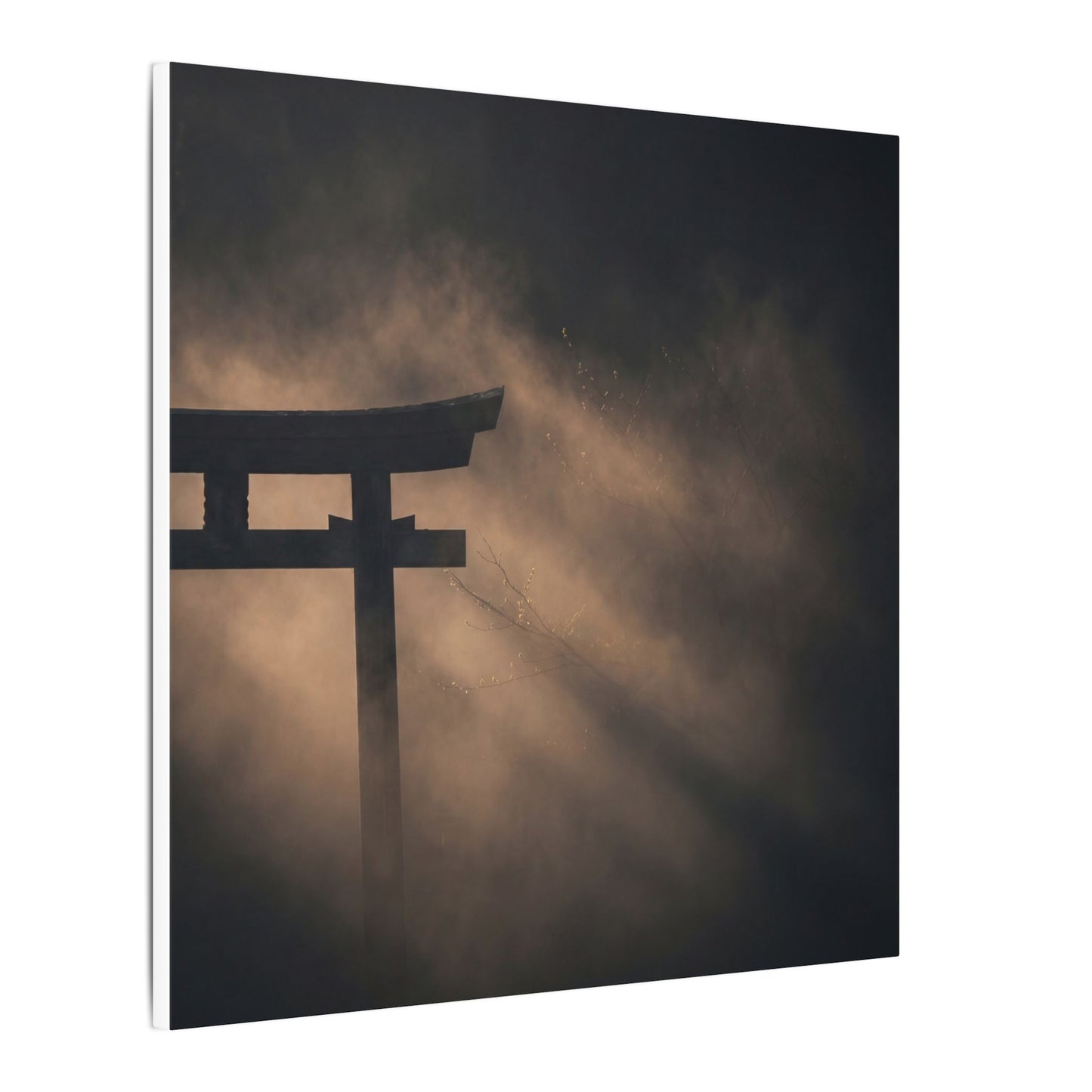 Torii Gate Shadow Zen Canvas Art | Bold Dark Japandi Art