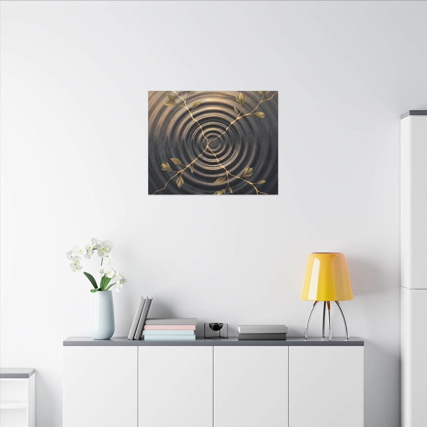 Kanso Water Ripple Canvas Art - Kintsugi Gold Vein