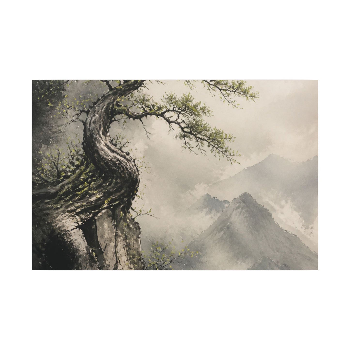 Spring Pine Tree Watercolor Canvas Art | Warm Decor
