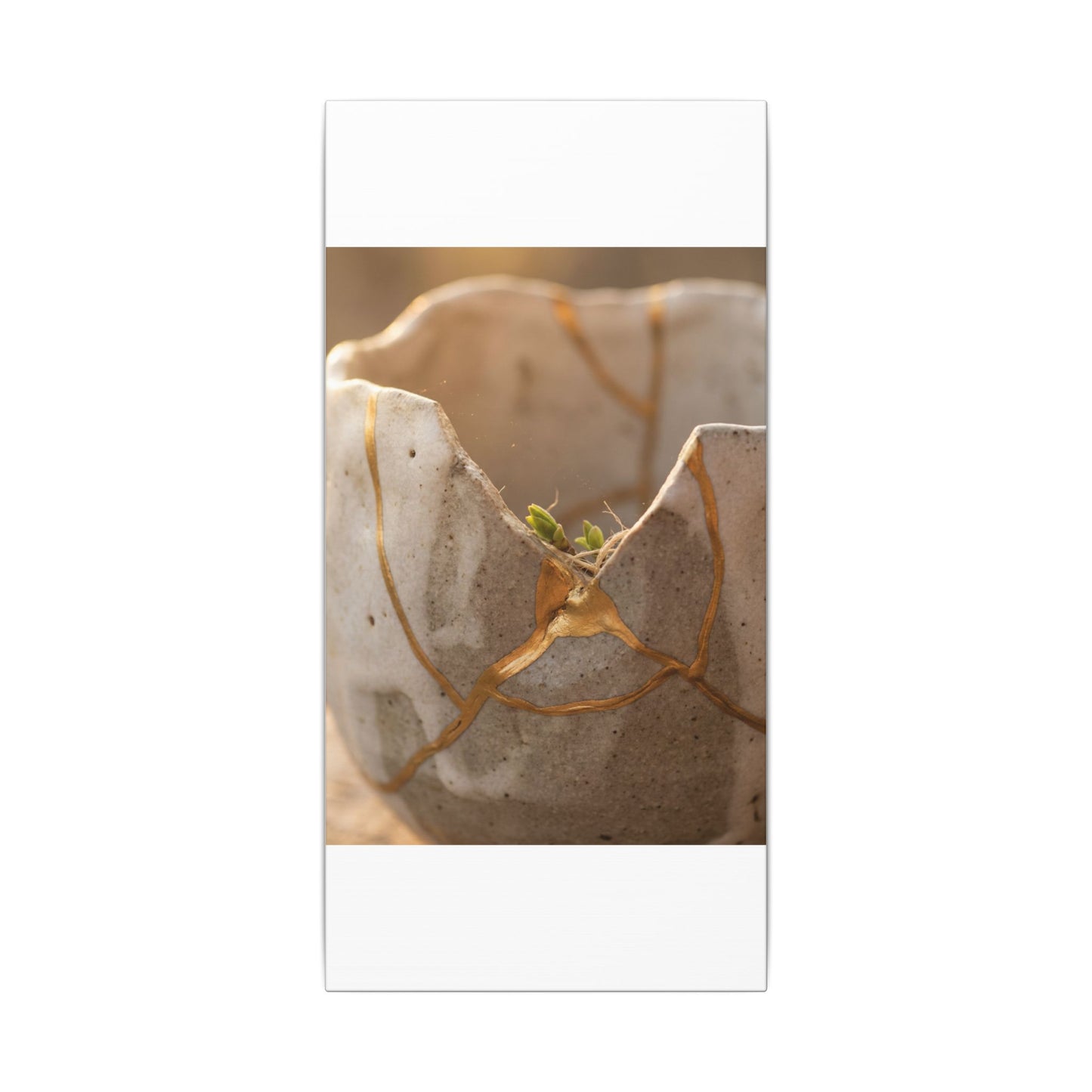 Golden Hour Broken Pottery Canvas Art - Japandi Kanso