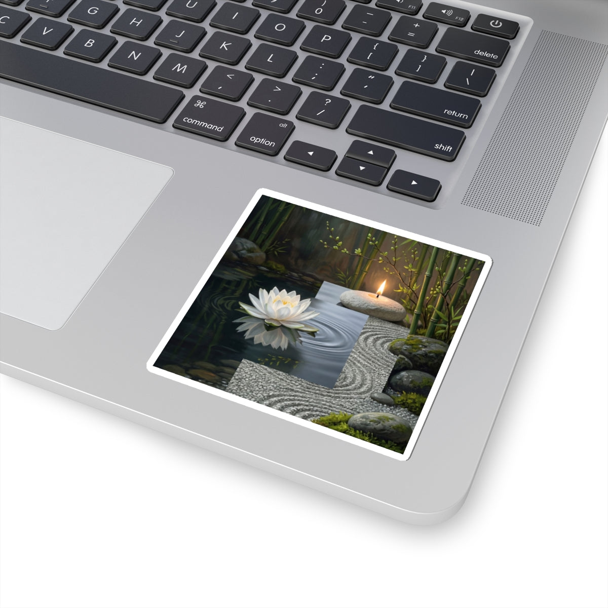 Lotus Flower Karesansui Sticker | Peaceful Zen Art Art Print