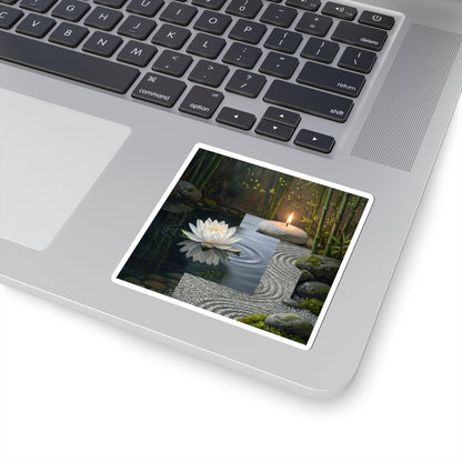 Lotus Flower Karesansui Sticker | Peaceful Zen Art Art Print
