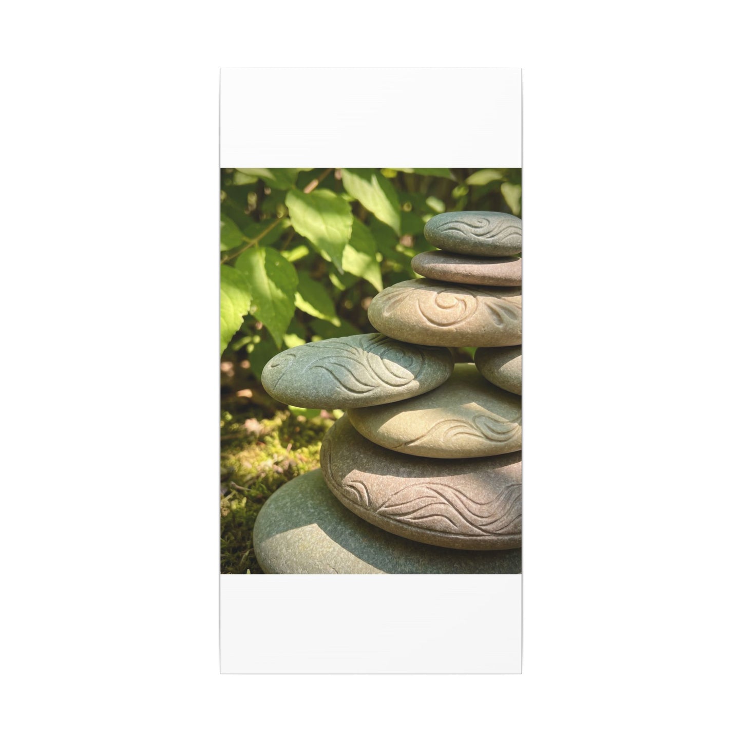 River Stones Summer Canvas Art | Japandi Earthy Design