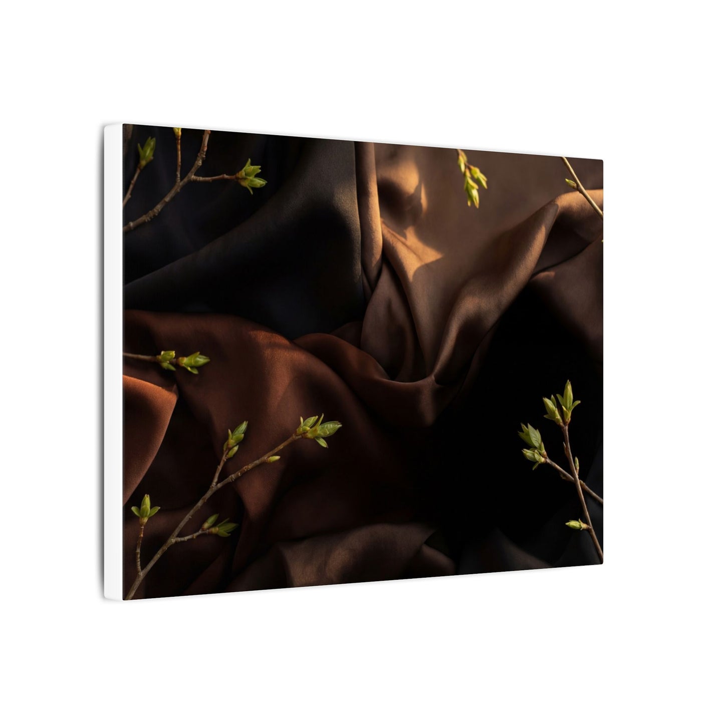Dark Japandi Silk Drape in Golden Hour | Moody Minimal Canvas Art