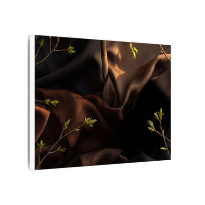 Dark Japandi Silk Drape in Golden Hour | Moody Minimal Canvas Art