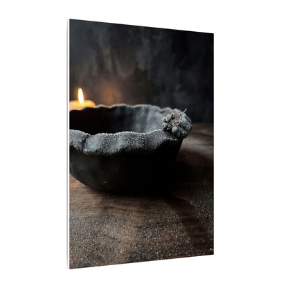 Ceramic Bowl Canvas Art | Winter Dark Japandi Shadow Zen Art