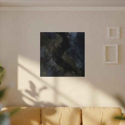 Shibui Ink Brushstroke Canvas Art - Dark Japandi Dark Texture
