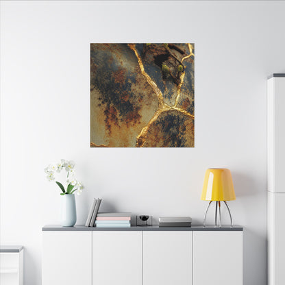 Datsuzoku Rust Patina Canvas Art - Kintsugi Crackle Gold