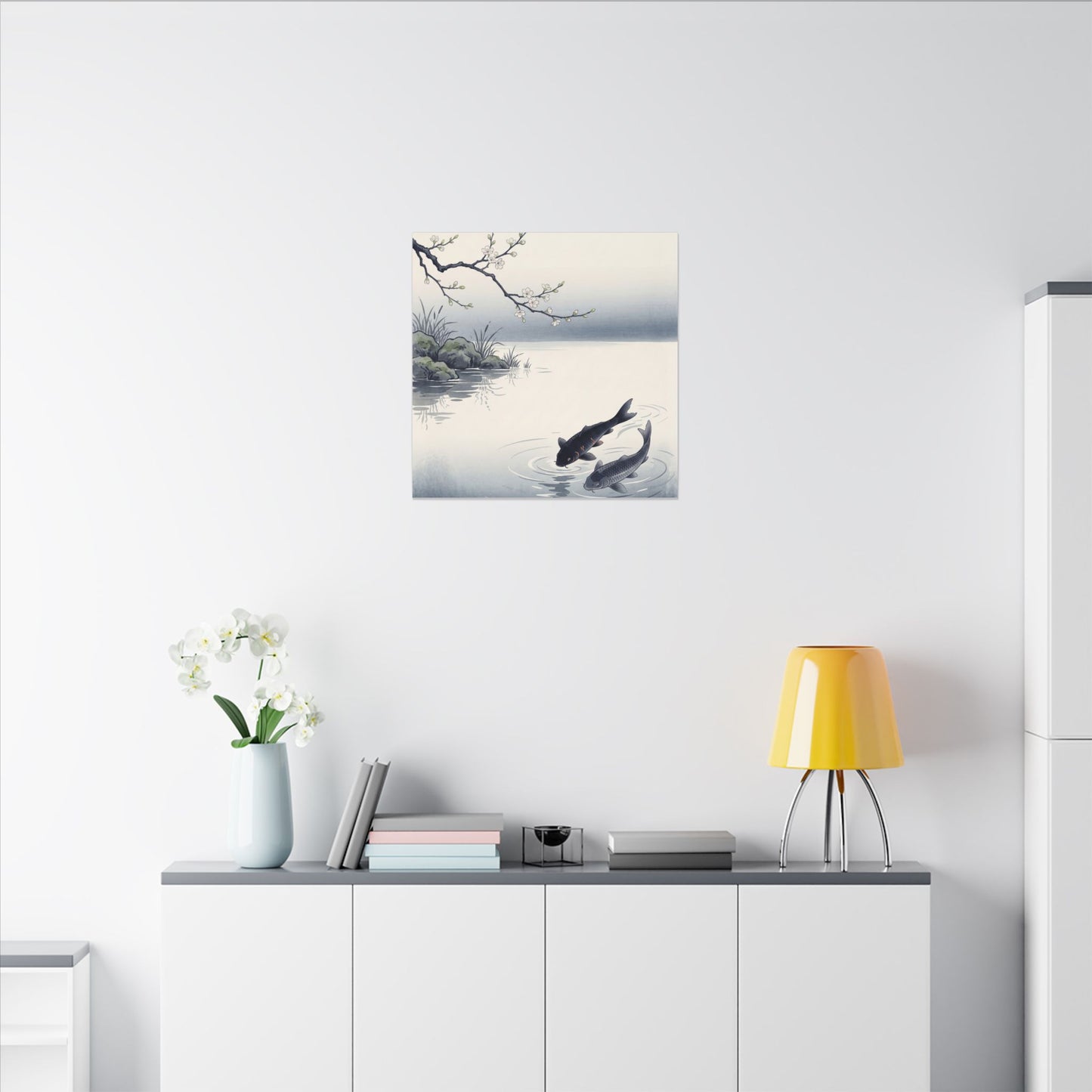 Ma Koi Pond Canvas Art - Zen Ukiyo E Inspired