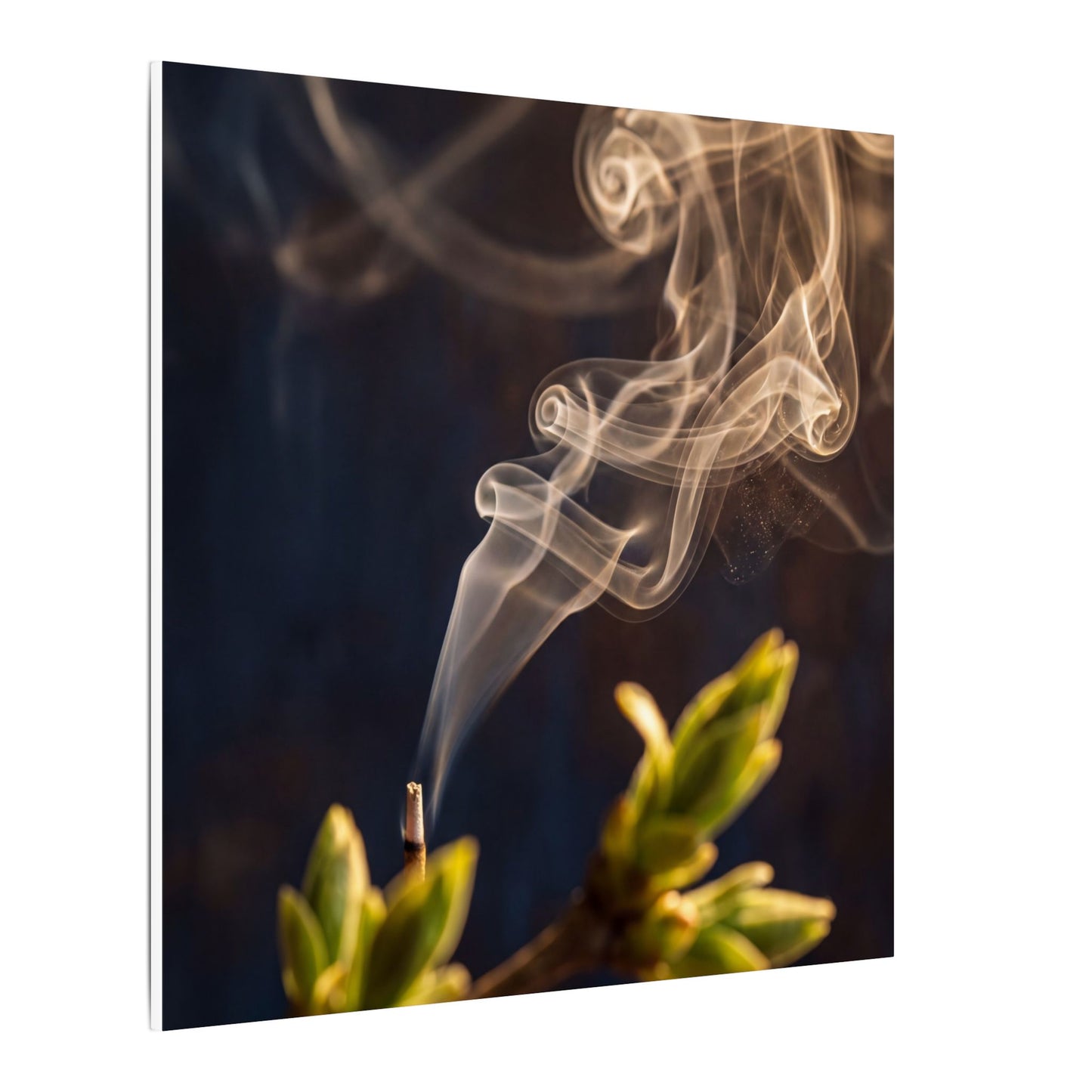 Golden Hour Incense Smoke Canvas Art - Dark Japandi Kanso