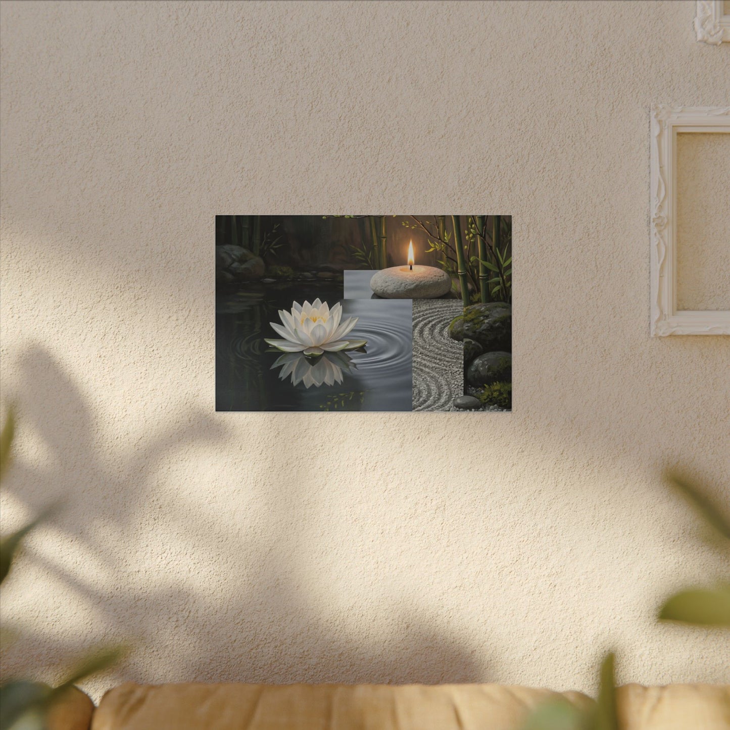 Candlelight Lotus Flower Canvas Art - Zen Kanso