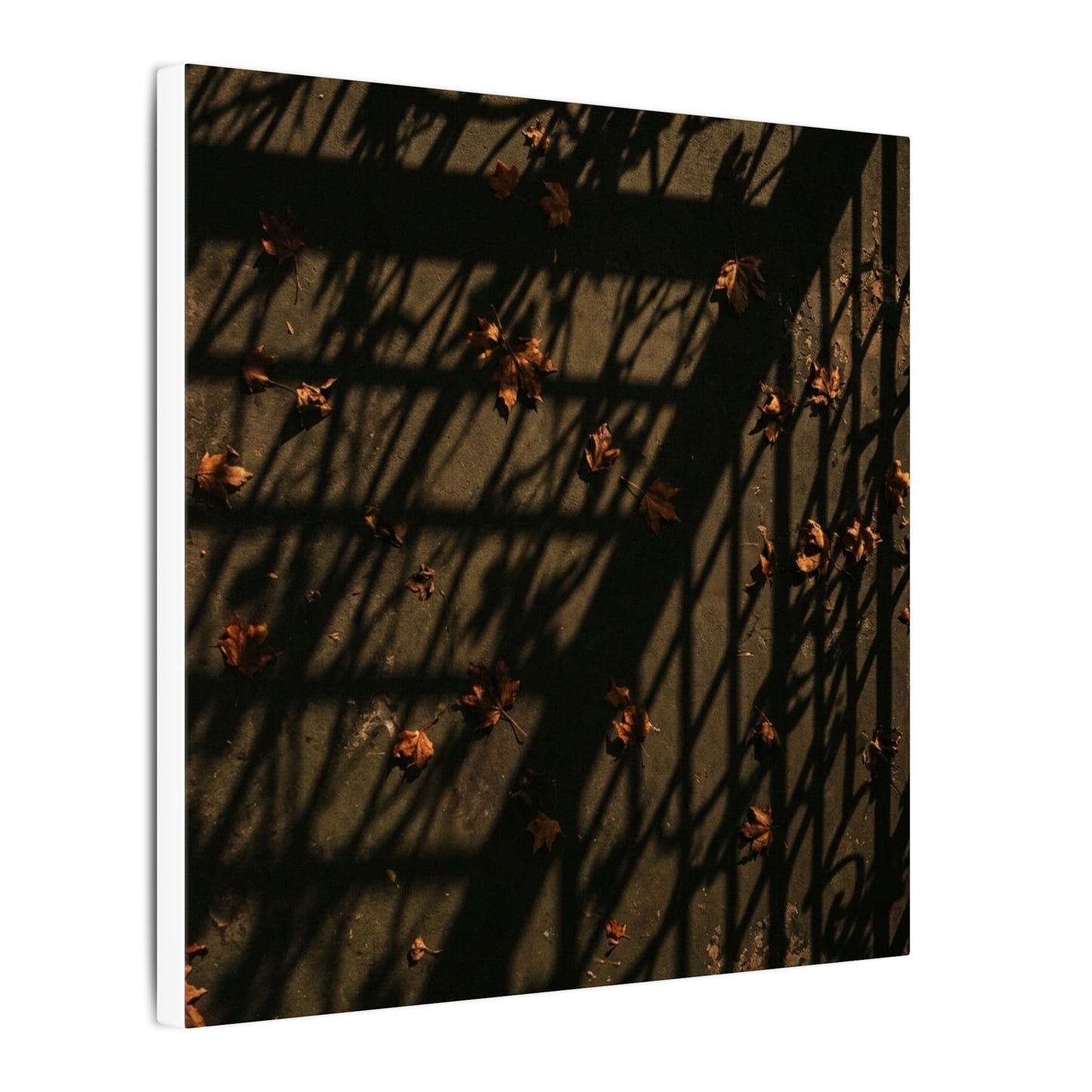 Dark Japandi Shadow Play in Golden Hour | Moody Minimal Canvas Art