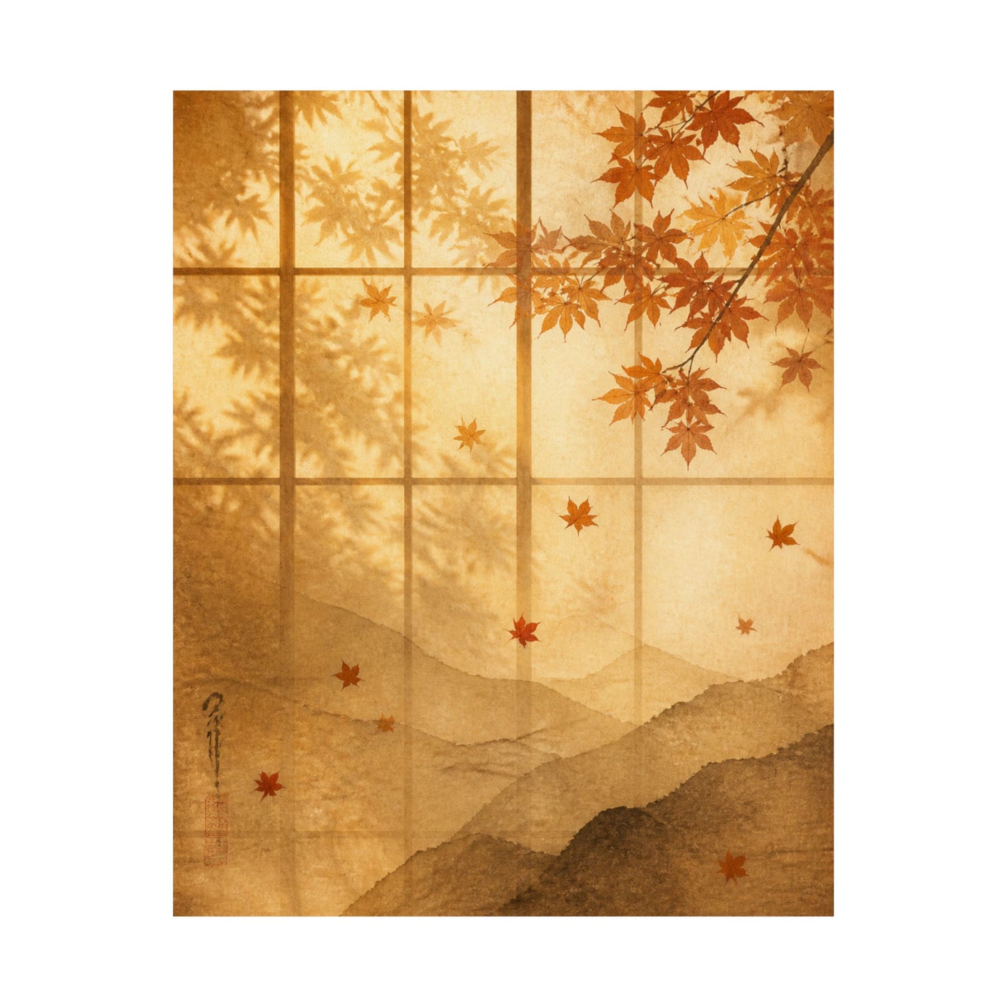 Shoji Screen Wall Art Print | Autumn Japandi Texture Art