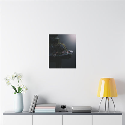 Stone Lantern Moody Minimal Canvas Art | Sophisticated Dark Japandi Art