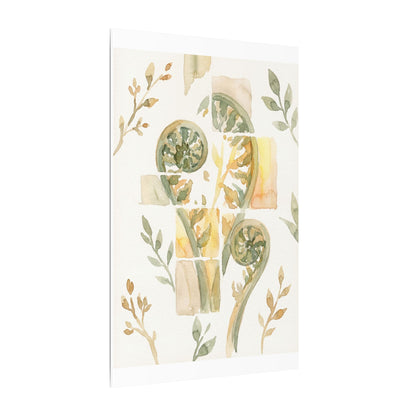 Earthy Fern Unfurling Canvas Art - Watercolor Japandi