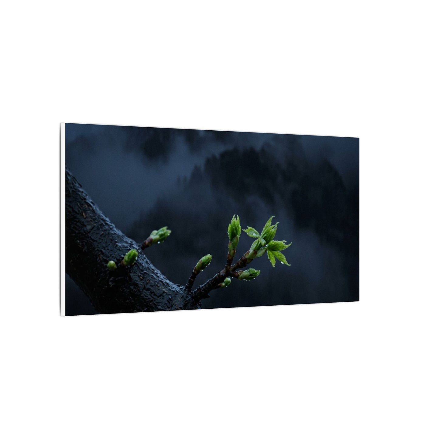 Moonlight Mountain Mist Canvas Art - Dark Japandi Kanso
