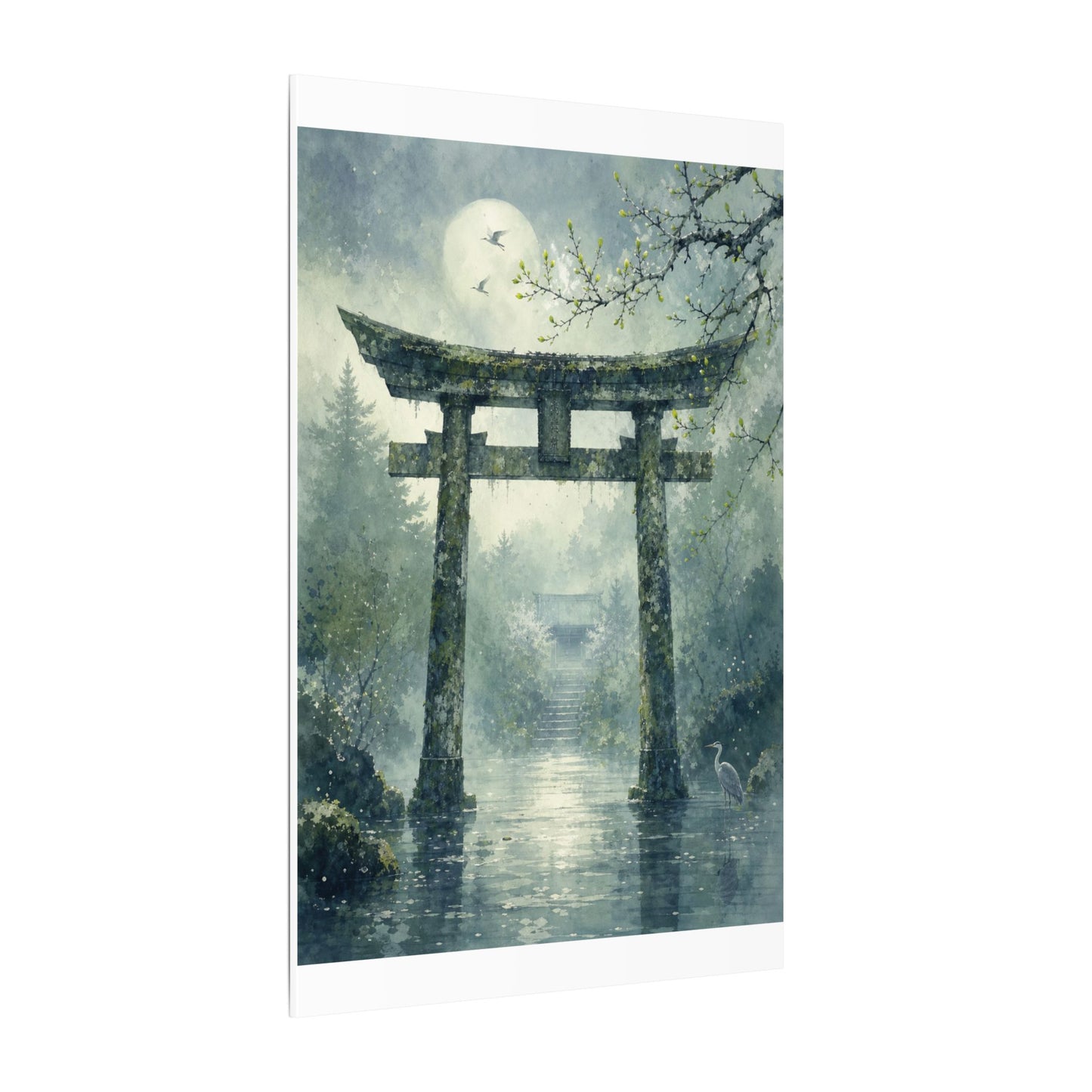 Earthy Torii Gate Canvas Art - Watercolor Japandi