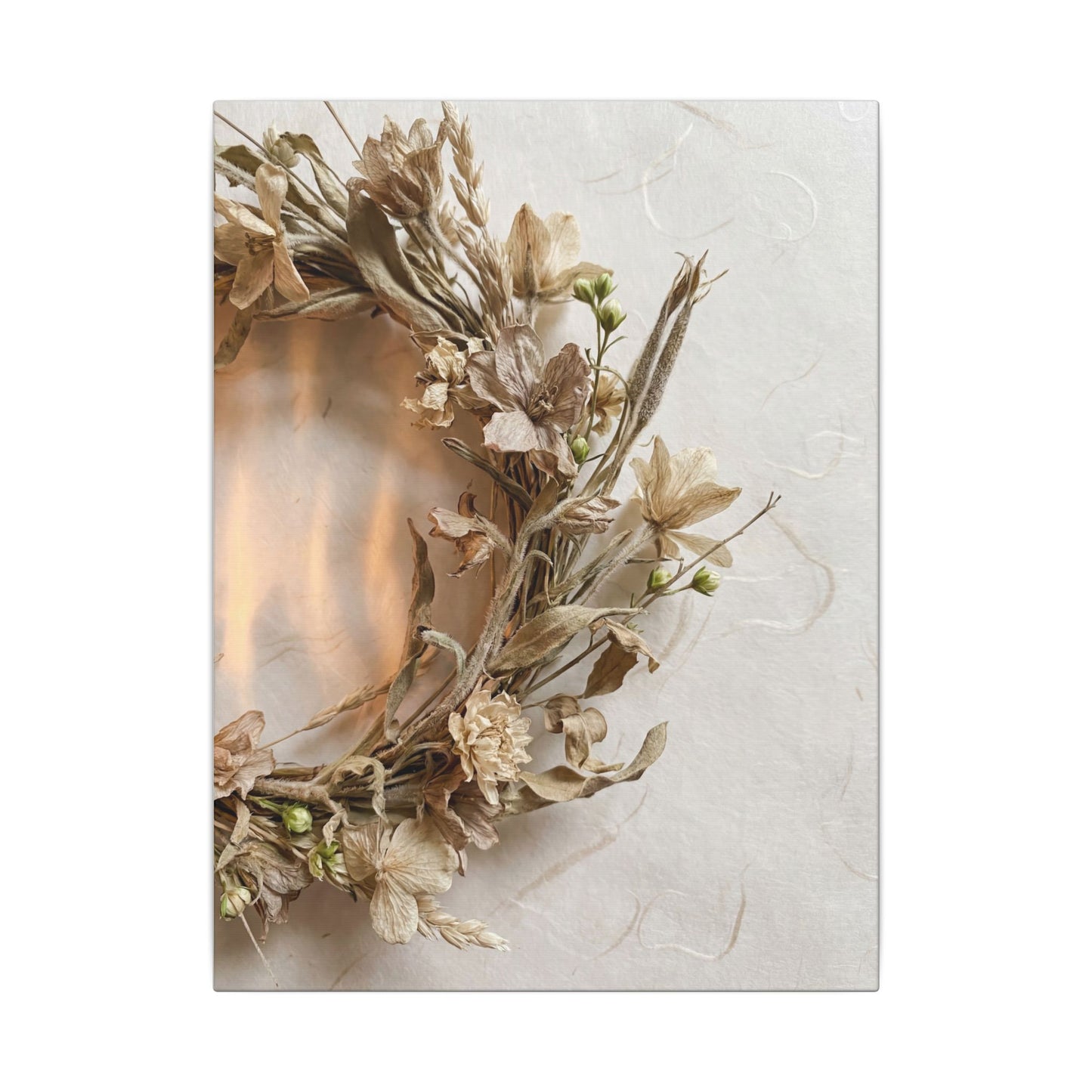 Dried Flowers Japanese Pattern Canvas Art | Neutral Japandi Art