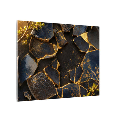 Golden Hour Broken Pottery Canvas Art - Kintsugi Ma