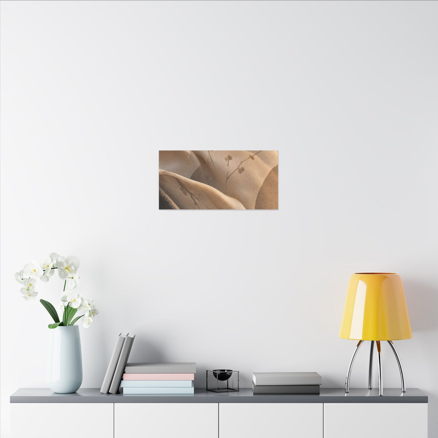 Japandi Silk Drape in Golden Hour | Japanese Pattern Canvas Art