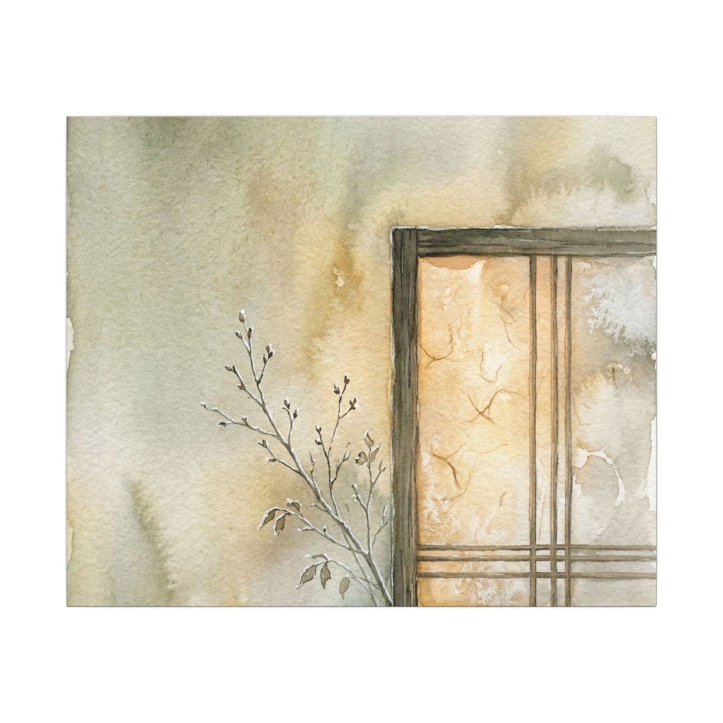 Ma Shoji Screen Canvas Art - Japandi Watercolor