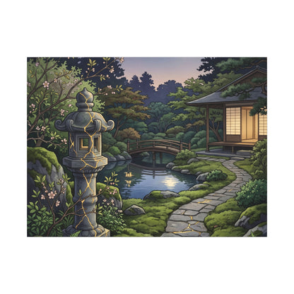 Spring Moonlit Garden Gold Vein Canvas Art | Resilient Decor